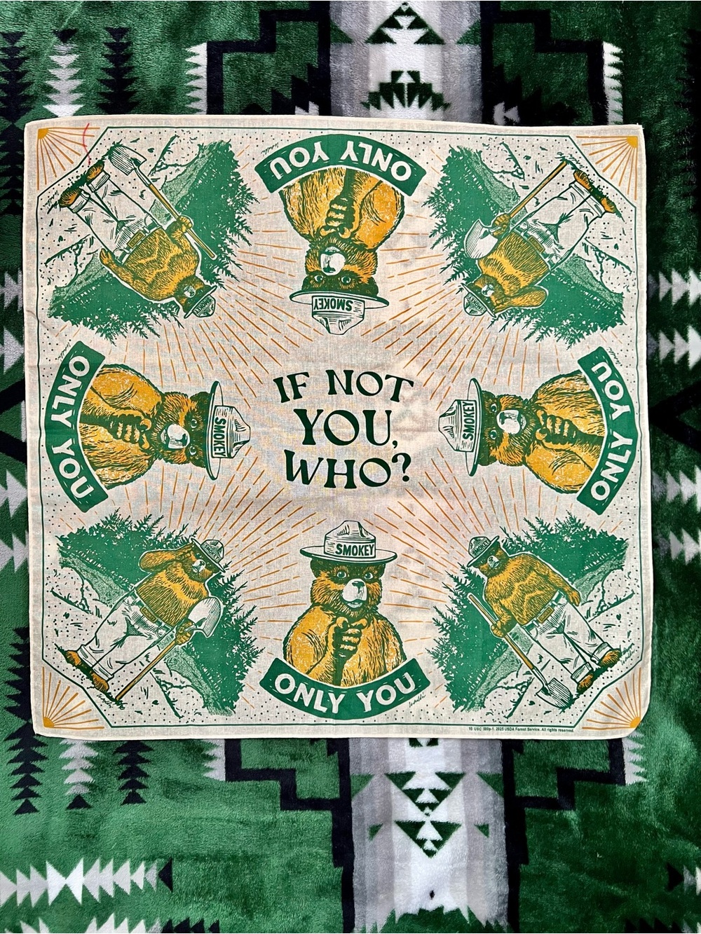 Only YOU can prevent forest fires 🔥.. Smokey Bear Bandana🐻🌲